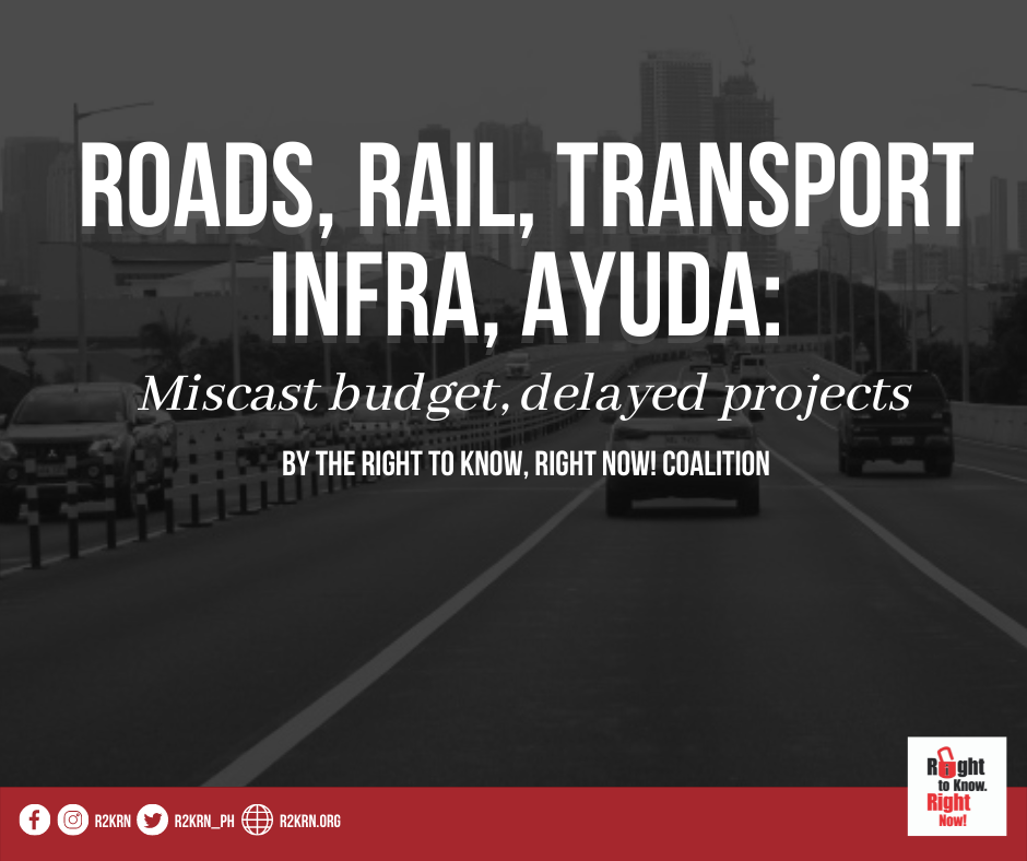 ROADS, RAIL, INFRA, AYUDA: MISCAST BUDGET, PROJECTS