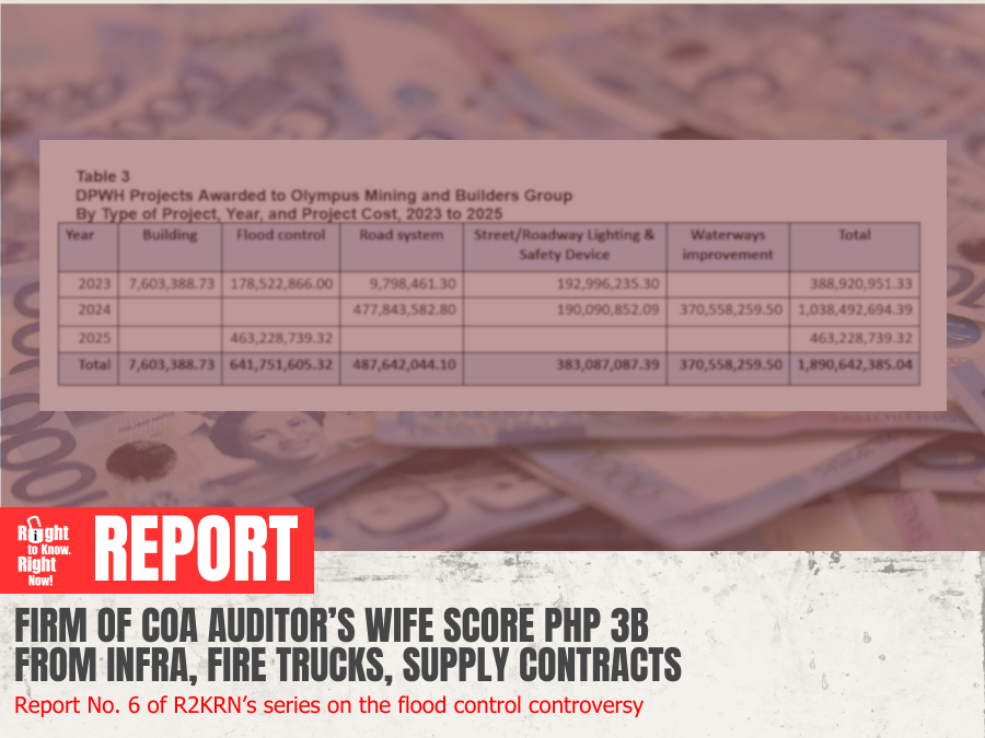 Firms of CoA auditor’s wife score PhP3B from infra, fire trucks, supply contracts
